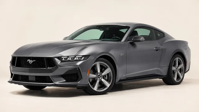 Ford Mustang fastback, 2026 — vista delantera de tres cuartos