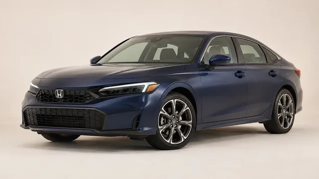 Honda Civic sedán, 2026 — vista delantera de tres cuartos