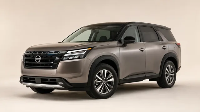 Nissan Pathfinder SUV, 2026 — vista delantera de tres cuartos