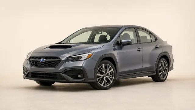 Subaru WRX sedán deportivo, 2026 — vista delantera de tres cuartos
